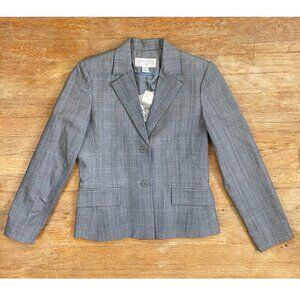 Casual Corner Blazer Size 4 NWT Petite Glen Plaid Gray/Blue Sport Coat Jacket